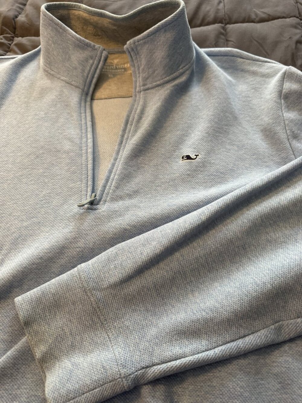 Vineyard Vines Performance Sweater Quarter Zip Mens Light Blue Size XL